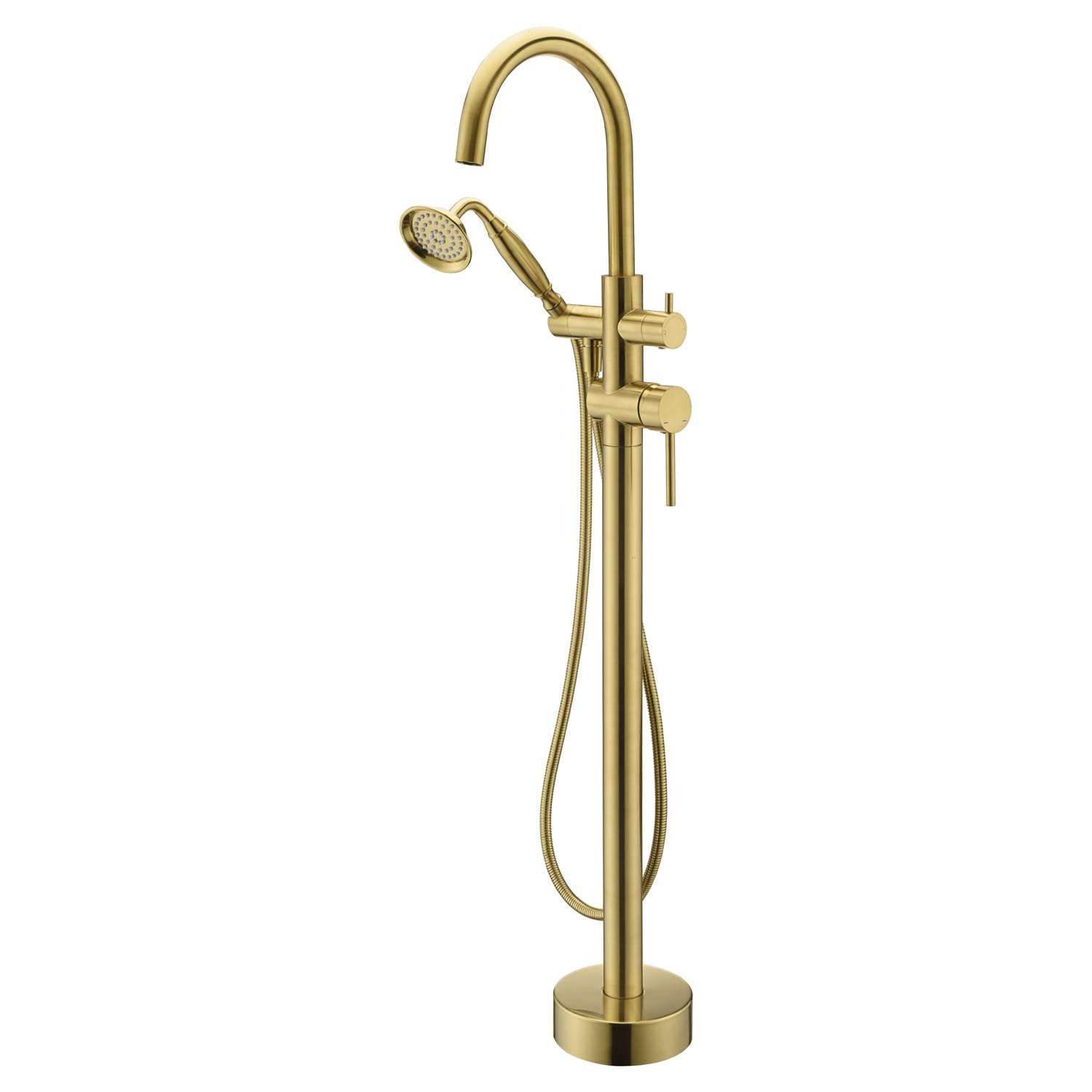 Tub Filler Freestanding Bathtub Faucet Brushed Gold Floor Mounted Brass Bathroom Tub Faucets with... | Amazon (US)