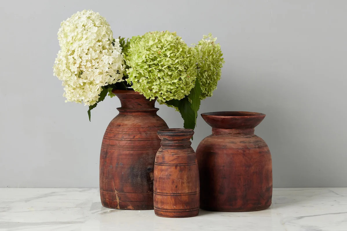 Vintage Wood Jug Vase, Large | etúHOME