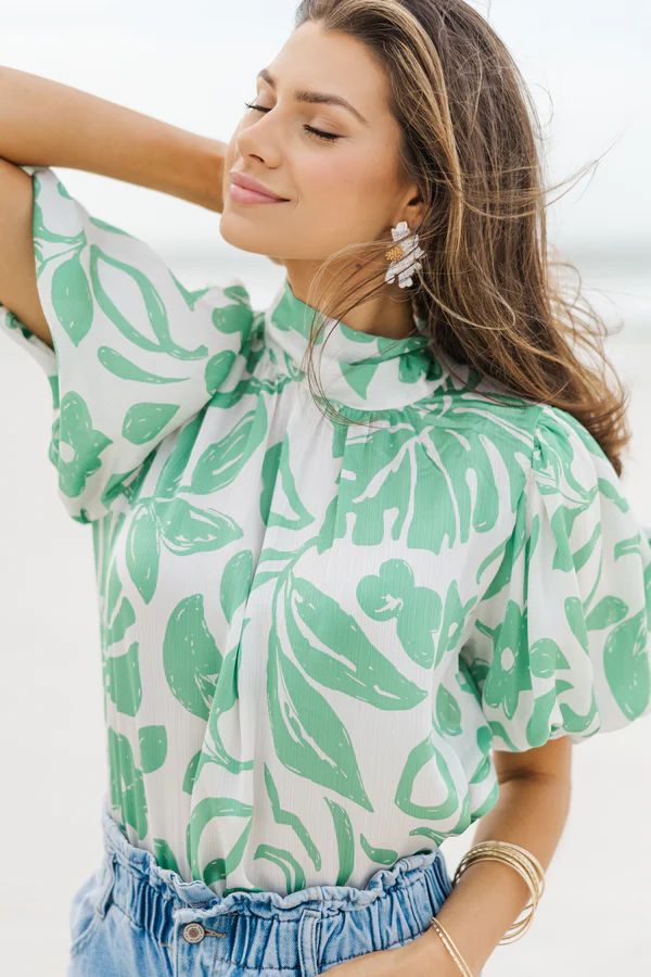 Keep Your Cool Green Floral Blouse | The Mint Julep Boutique