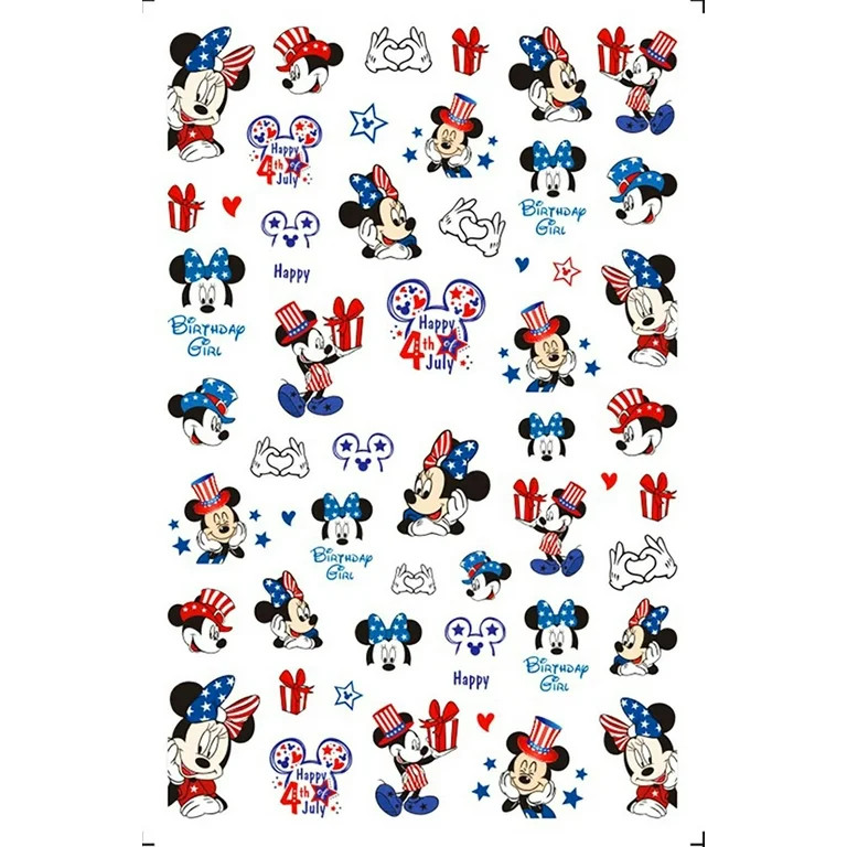 American Nail Art Stickers 4th of July Red White Blue Cute Minnie Mickey Nail Sticker Mouse Ears ... | Walmart (US)