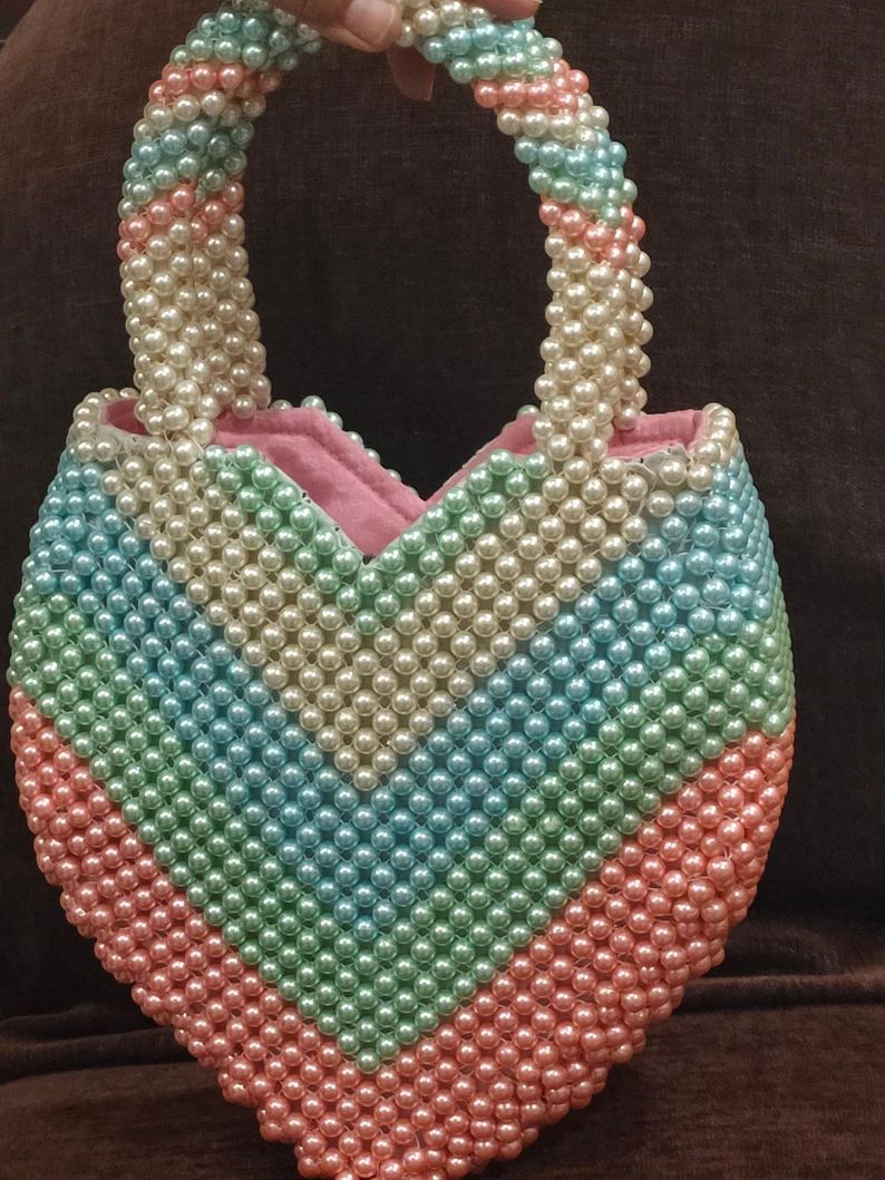 Pearl heart shaped bag | Etsy (US)
