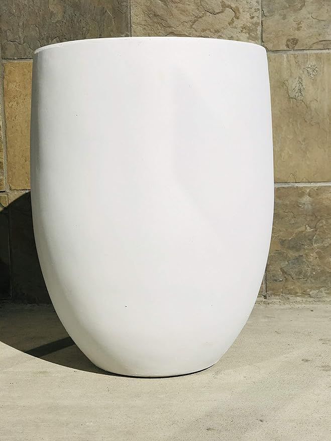 Amazon.com : Kante Lightweight Concrete Outdoor Round Bowl Planter, 21.7 Inch Tall, Pure White : ... | Amazon (US)