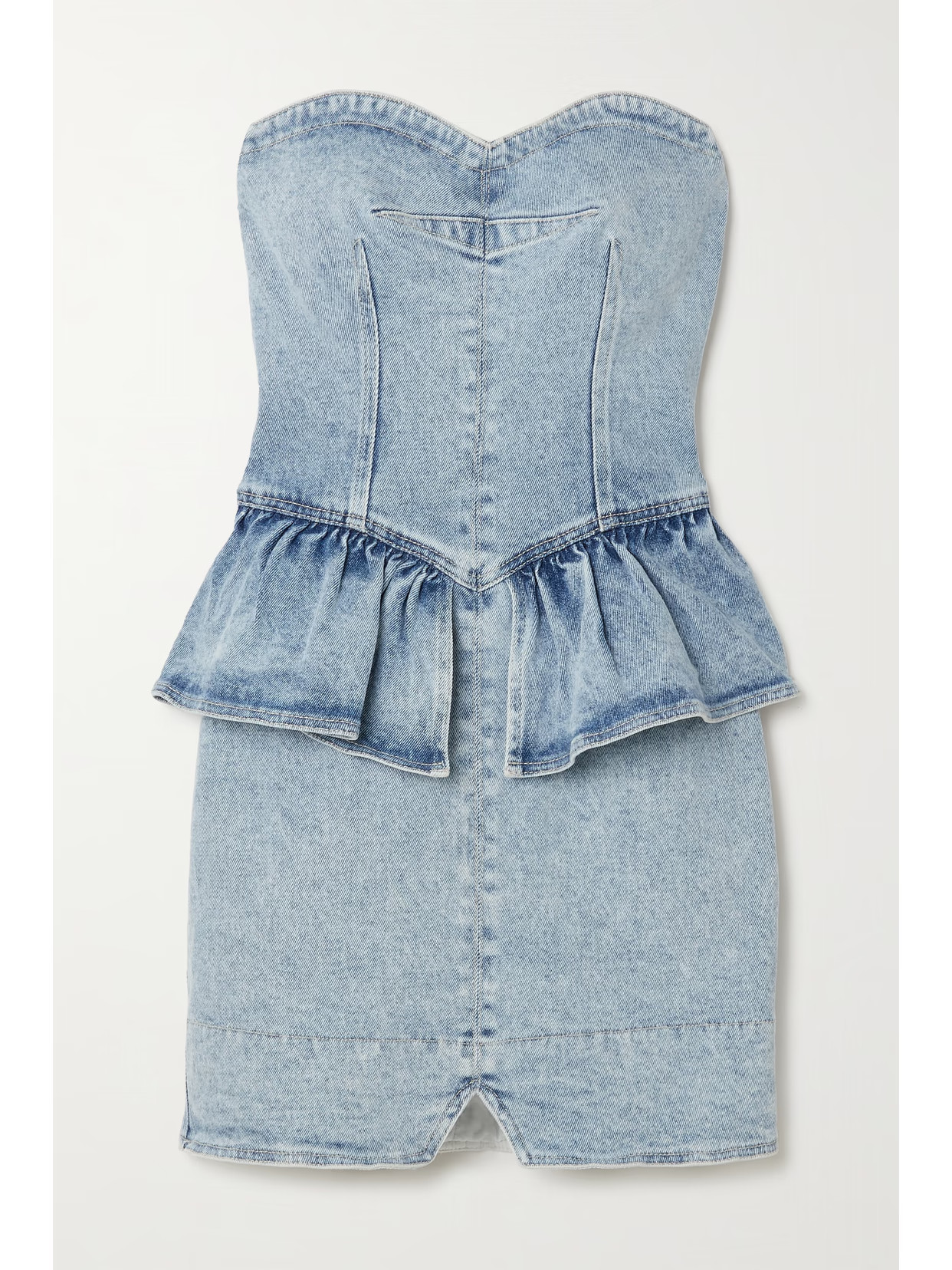 Isabel Marant - Dolizi Strapless Denim Peplum Mini Dress - Light denim | NET-A-PORTER (UK & EU)