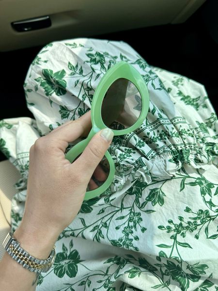 Loving green this summer! These green Amazon sunglasses are under $20! Green. Green and white. Green and white floral dress. Green sunglasses. LTkseasonal. LTKfindsunder50.

#LTKfindsunder50 #LTKSeasonal #LTKstyletip