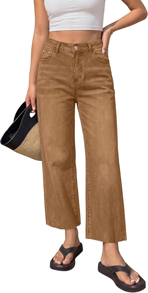 BTFBM High Waisted Jeans For Women, Cropped Raw Hem Denim Pants, Summer 2026 | Amazon (US)