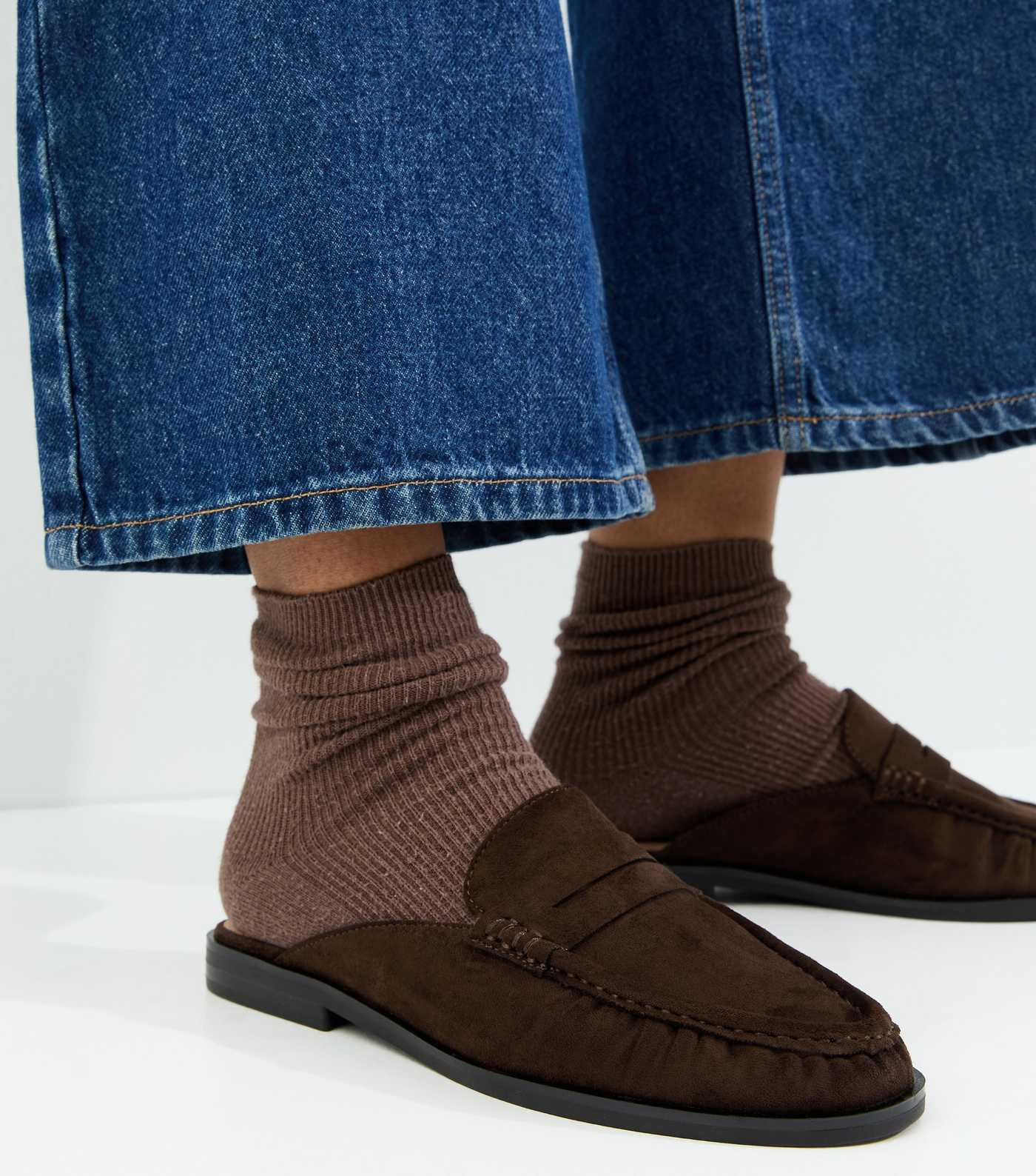 Mid Brown Faux Suede Open Back Mule Loafers | New Look | New Look (UK)