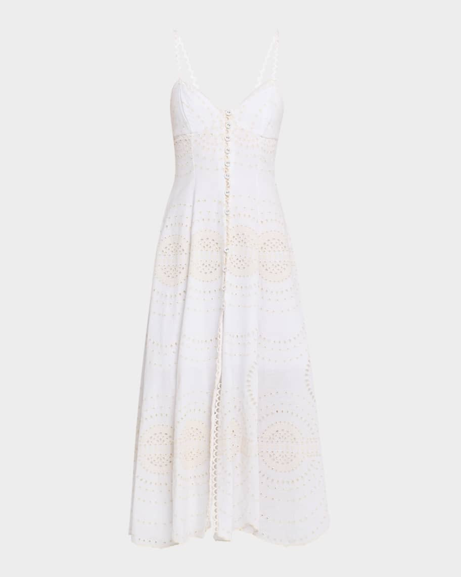 CHARO RUIZ IBIZA Catta Embroidered Button-Front Midi Dress | Neiman Marcus
