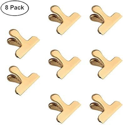 Chip Bag Clips,8 Pack Large Golden Stainless Steel Air Tight Bag Clip Perfect for Kitchen &Office... | Amazon (US)