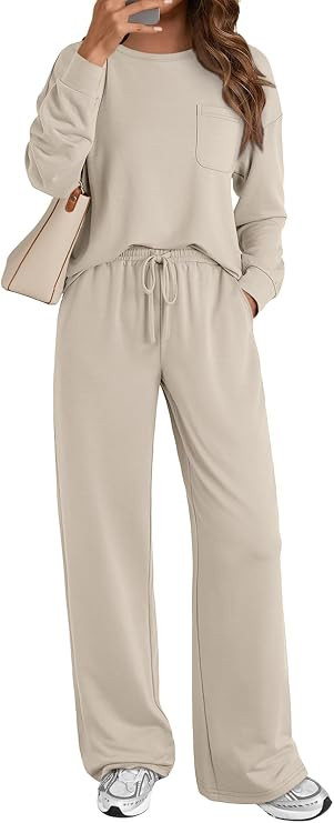 AUTOMET Womens Sweatsuits 2 Piece Lounge Matching Sweat Sets Fall Outfits | Travel Airport Tracks... | Amazon (US)