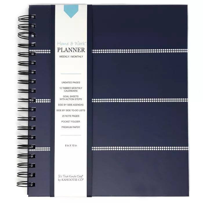 Undated Planner 8" X 10" Navy Mini Stripes - Kahootie Co | Target