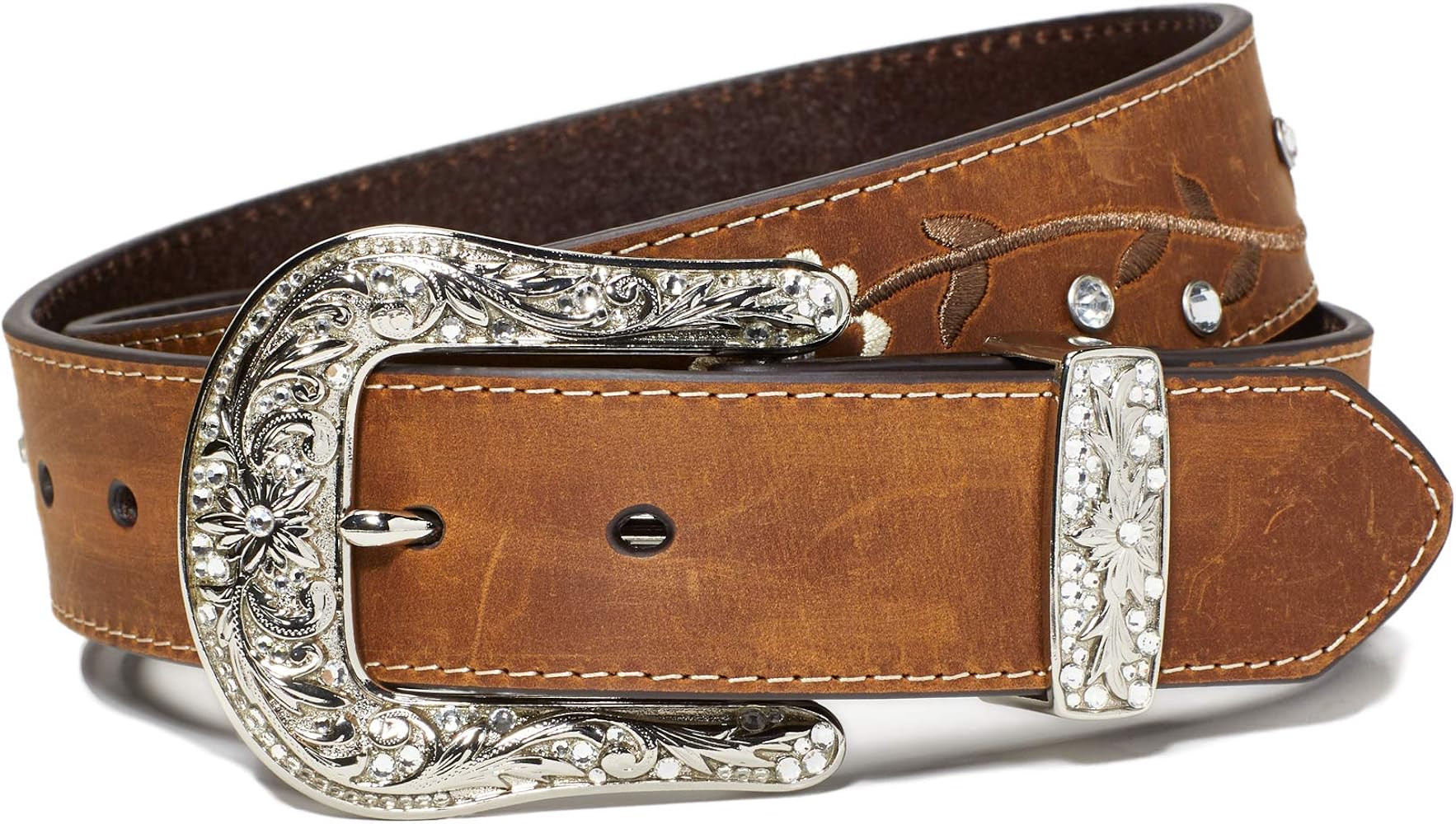 Ariat Women's Floral Stitch Berry Concho Belt | Amazon (US)
