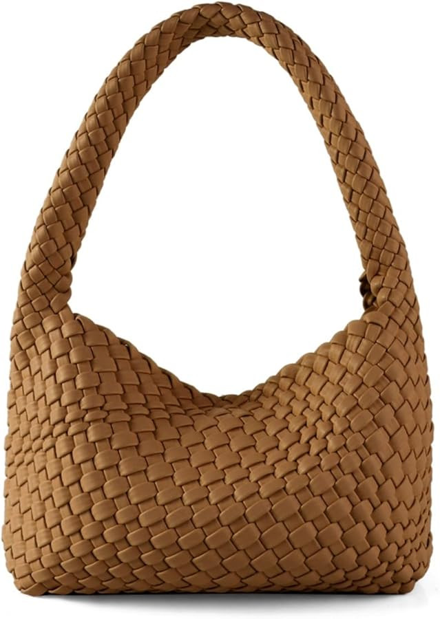 Woven Handbag for Woman Vegan Leather Hand Woven Shoulderbag and Purse Small Fashion Shopper Bag | Amazon (US)