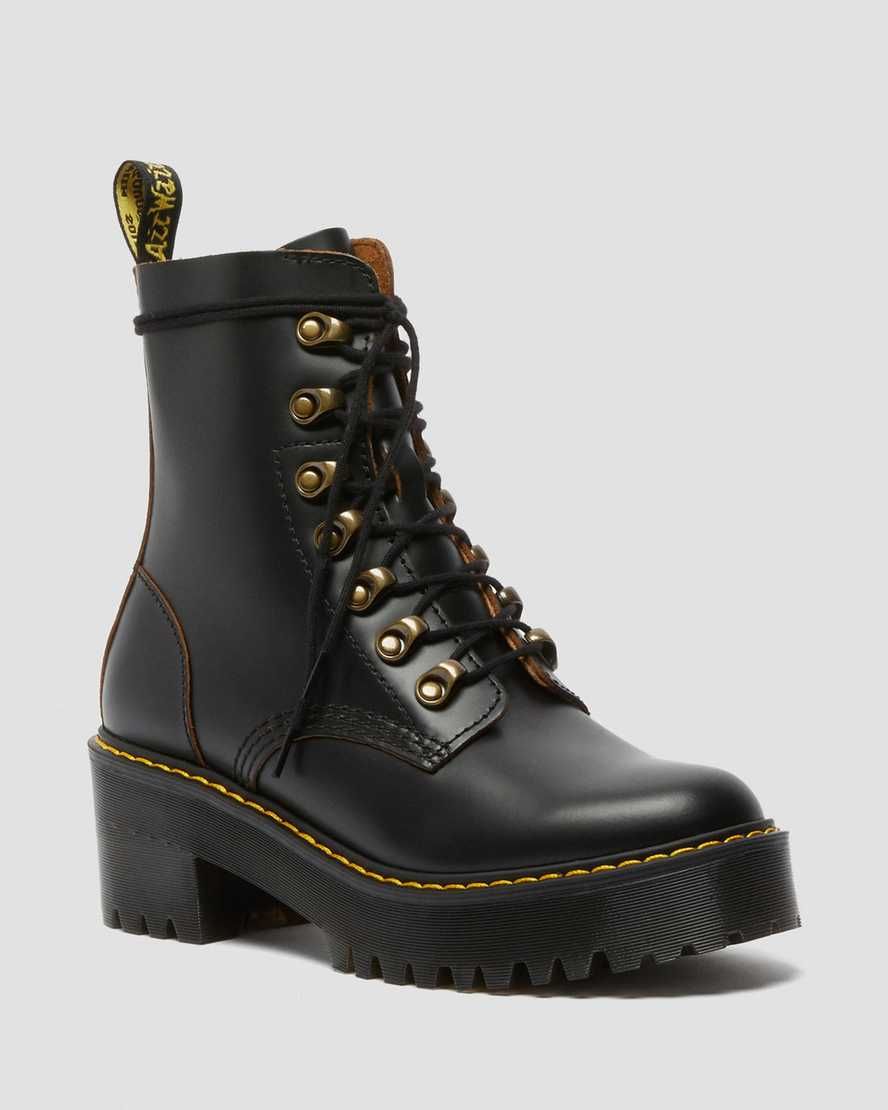 Leona Women's Vintage Smooth Leather Heeled Boots | Dr Martens (UK)