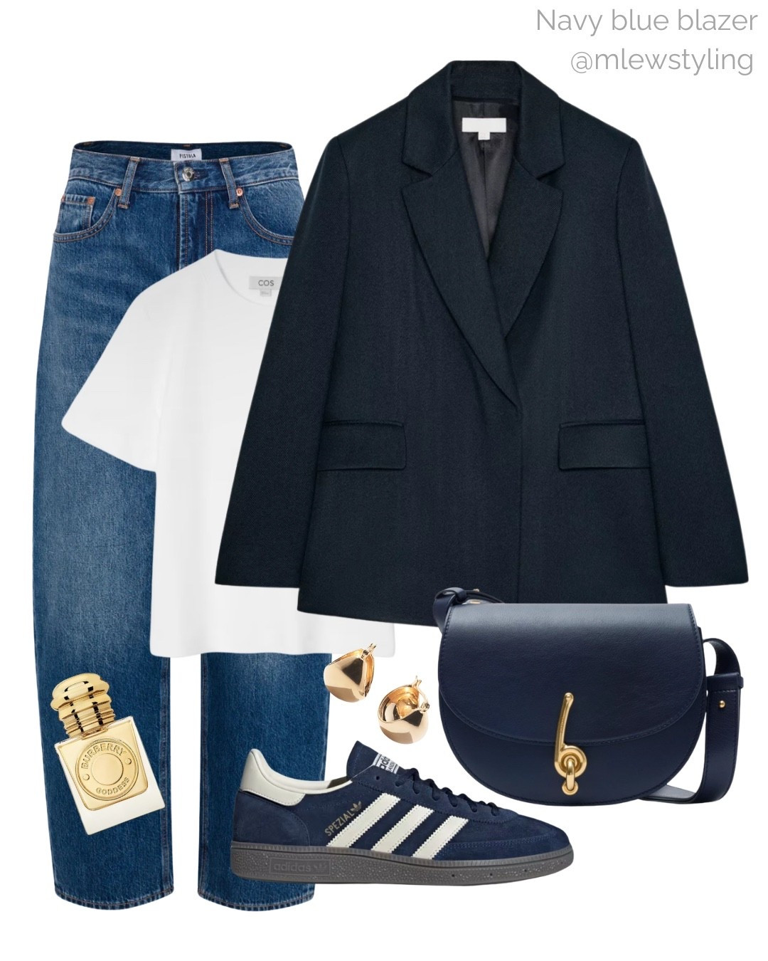 Navy blue blazer outfit 💙

Tags: COS white t-shirt, pistola barrel leg jeans, navy Burberry bag, adidas Spezial sneakers, quince gold hoop earrings, Sephora Burberry perfume, elevated fall outfit, casual workwear, office outfit 

#LTKootd #LTKSeasonal #LTKWorkwear