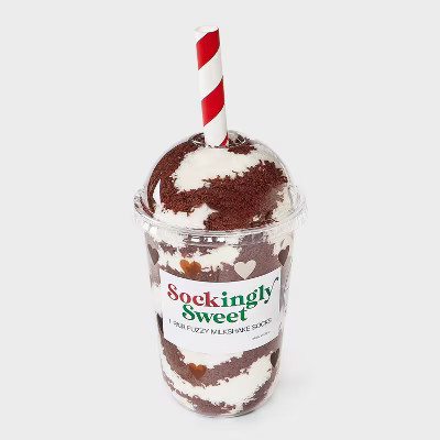 Women's Milkshake Christmas Cozy Crew Socks - Brown/White 4-10 | Target