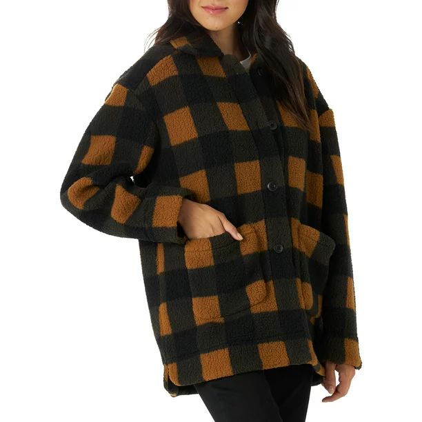 Lee Women's Fleece Button Down Long Sleeve Chore Jacket - Walmart.com | Walmart (US)