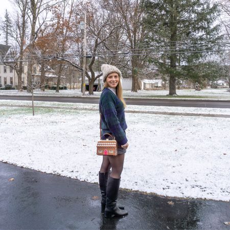 Beanie, gingerbread bag, boots, tall boots, Kate spade, Madewell, ootd, winter fit, winter outfit, trouser shorts 

#LTKSeasonal #LTKshoecrush #LTKHoliday