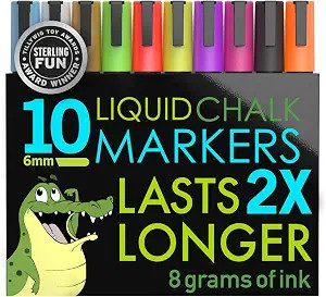 Crafty Croc Liquid Chalk Markers for Chalkboards, Blackboards, Windows & Glass - Dry Erase, 6mm R... | Amazon (US)