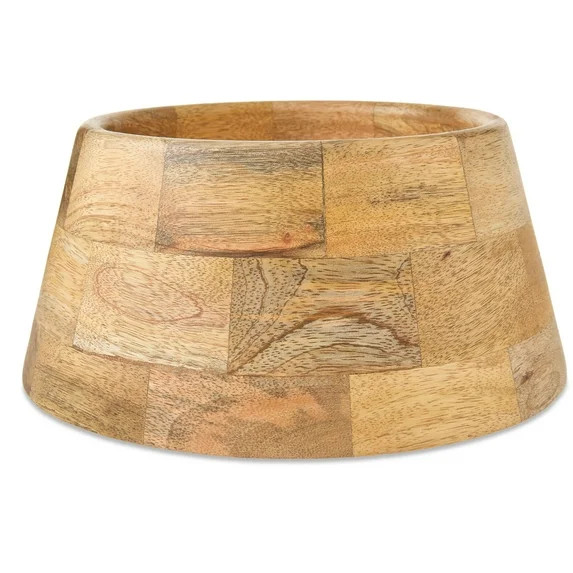 Natural Wood Polish Finish Mini Christmas Tree Collar, 9", by Holiday Time | Walmart (US)
