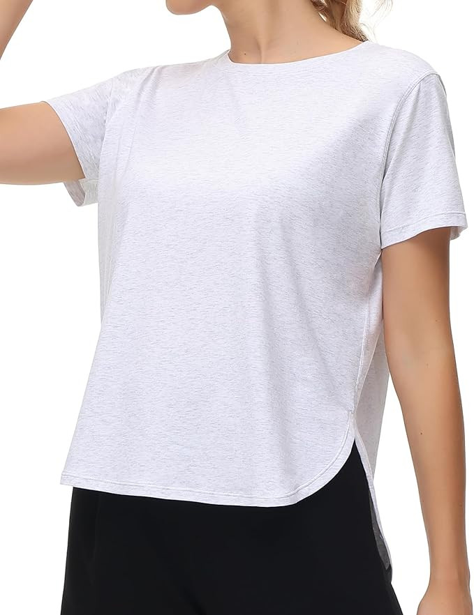 THE GYM PEOPLE Women's Workout T-Shirts Loose Fit Short Sleeve Cotton Running Basic Tee Tops with... | Amazon (US)