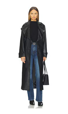 Bardot Reilia Vegan Leather Coat in Black from Revolve.com | Revolve Clothing (Global)