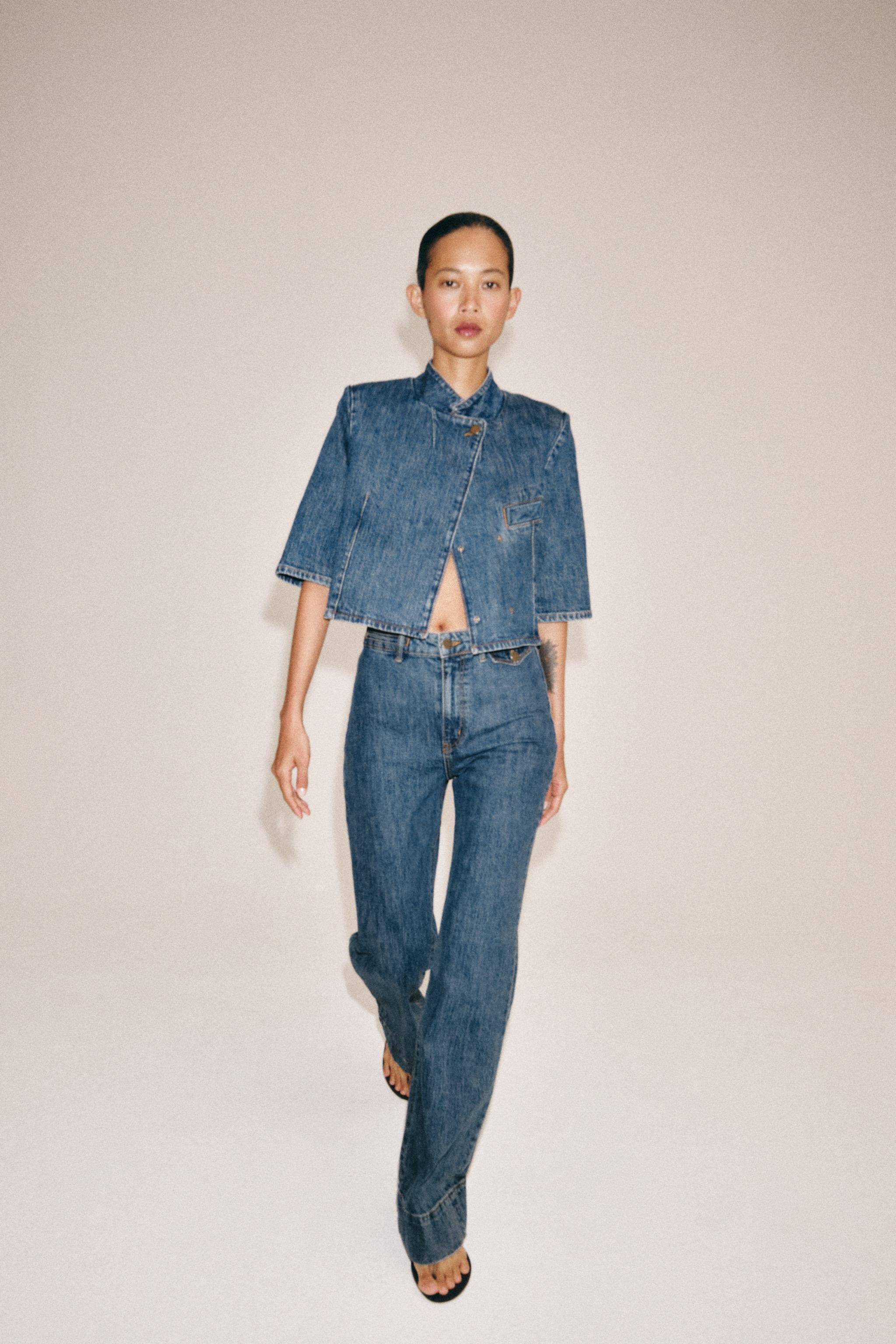 ZW COLLECTION CROPPED DENIM BLAZER | Zara UK