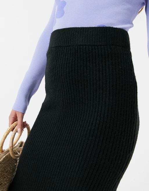 ASOS DESIGN fluffy midi skirt in black | ASOS (Global)