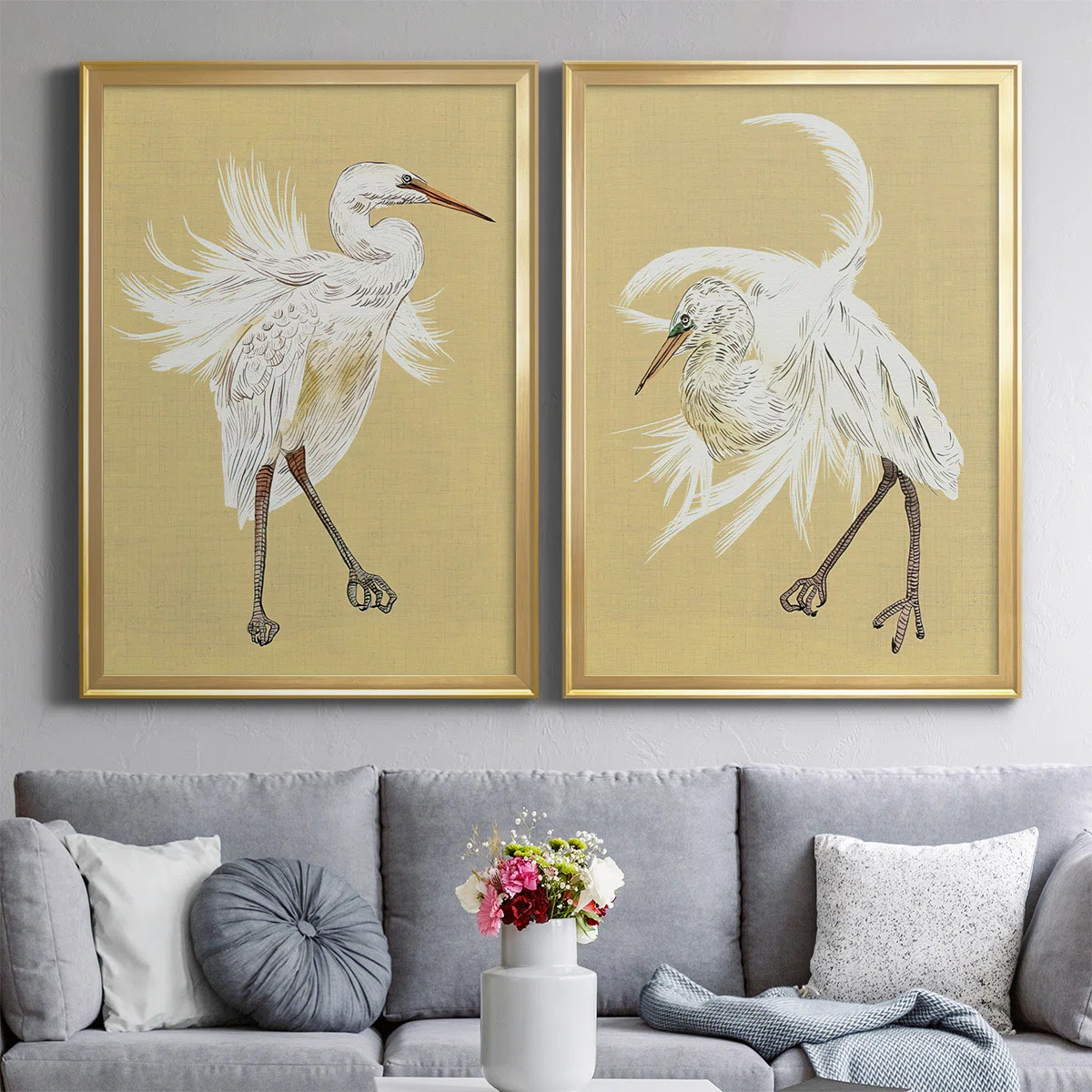 Rosecliff Heights Heron Plumage V 2 Piece Picture Frame Rectangle Print Set on Canvas & Reviews |... | Wayfair North America