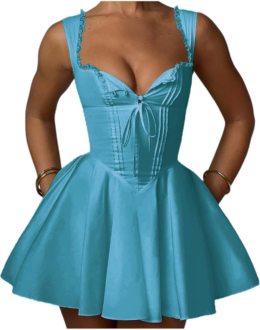 Backless Sexy Spaghetti Strap Short Homecoming Dressse for Teens V-Neck Mini Prom Beach Party Coc... | Amazon (US)