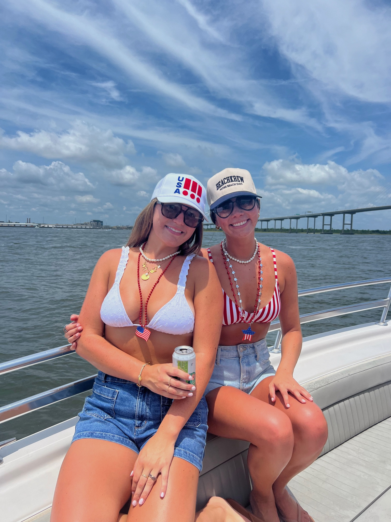 Favorite denim shorts (so comfy) and sweet eyelet bikini! Hat is Daily Drills but sold out!