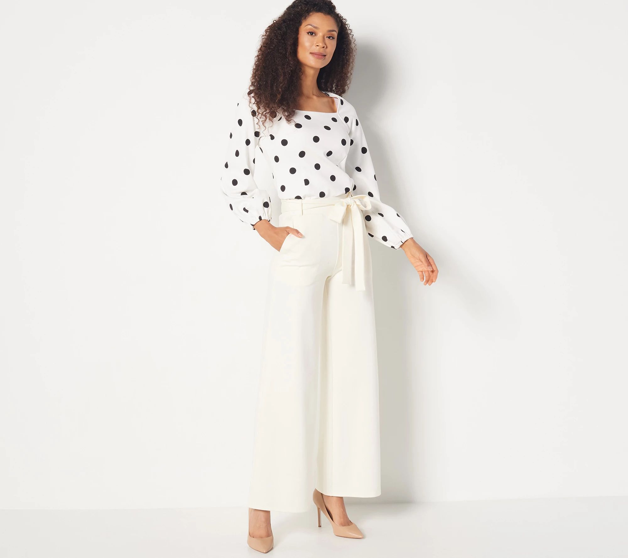 Girl With Curves Wide Leg Ponte Pants | QVC