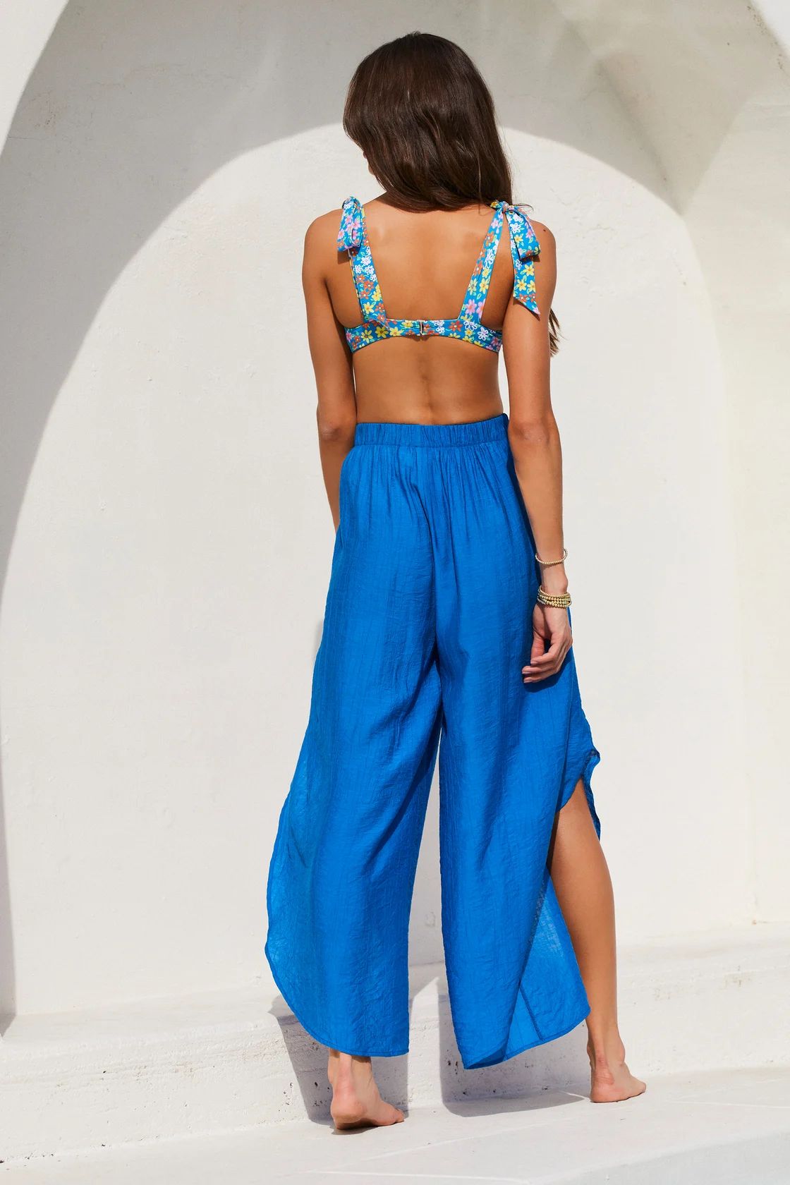 Carefree Behavior Blue Tie-Front Wide-Leg Swim Cover-Up Pants | Lulus