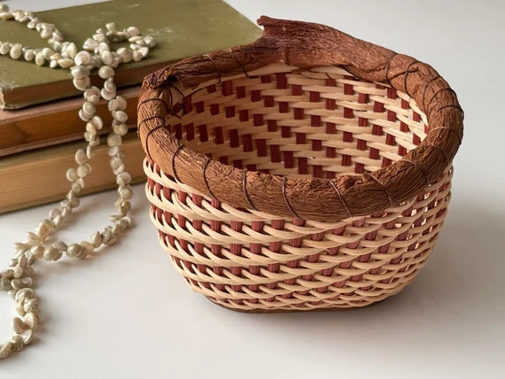 Red and Cream Colored Basket | Etsy (US)