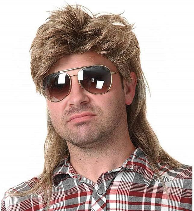 Kaneles Mullet Wigs for Men 80s Costumes Fancy Party Accessory Cosplay Halloween Wig (Light Brown... | Amazon (US)