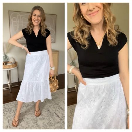 Very pretty lined white cotton eyelet skirt with elastic waist, tts small. Also comes in black, and there’s a matching top. Women’s and women’s plus sizes. #walmartfashion 

#LTKfindsunder50 #LTKfindsunder100 #LTKover40