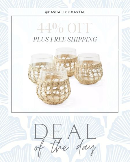 These seagrass wrapped wine glasses are so cute - perfect for summer on the patio! Now more than 40% off, with free shipping!!
-
Coastal home decor, glassware, serena & lily glasses, deal of the day, summer entertaining, kitchen decor, kitchen glasses, pretty glasses, beach house style, coastal style, woven glasses

#LTKhome #LTKfindsunder50 #LTKsalealert