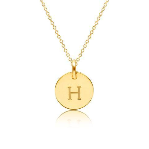 14k Gold Mini Initial Circle Necklace - Uppercase | Tiny Tags