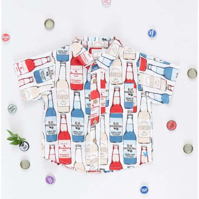 Baby Boys Jack Short Sleeve Print Shirt, Soda Pop | Maisonette