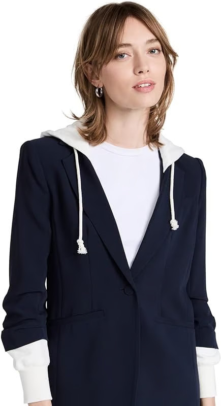 Cinq à Sept Cinq a Sept Hooded Khloe Jacket, Navy/Heather Grey - Blue - 8 | Verishop