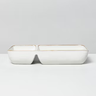 Divided Stoneware Serve Tray Sour Cream - Hearth & Hand™ with Magnolia | Target
