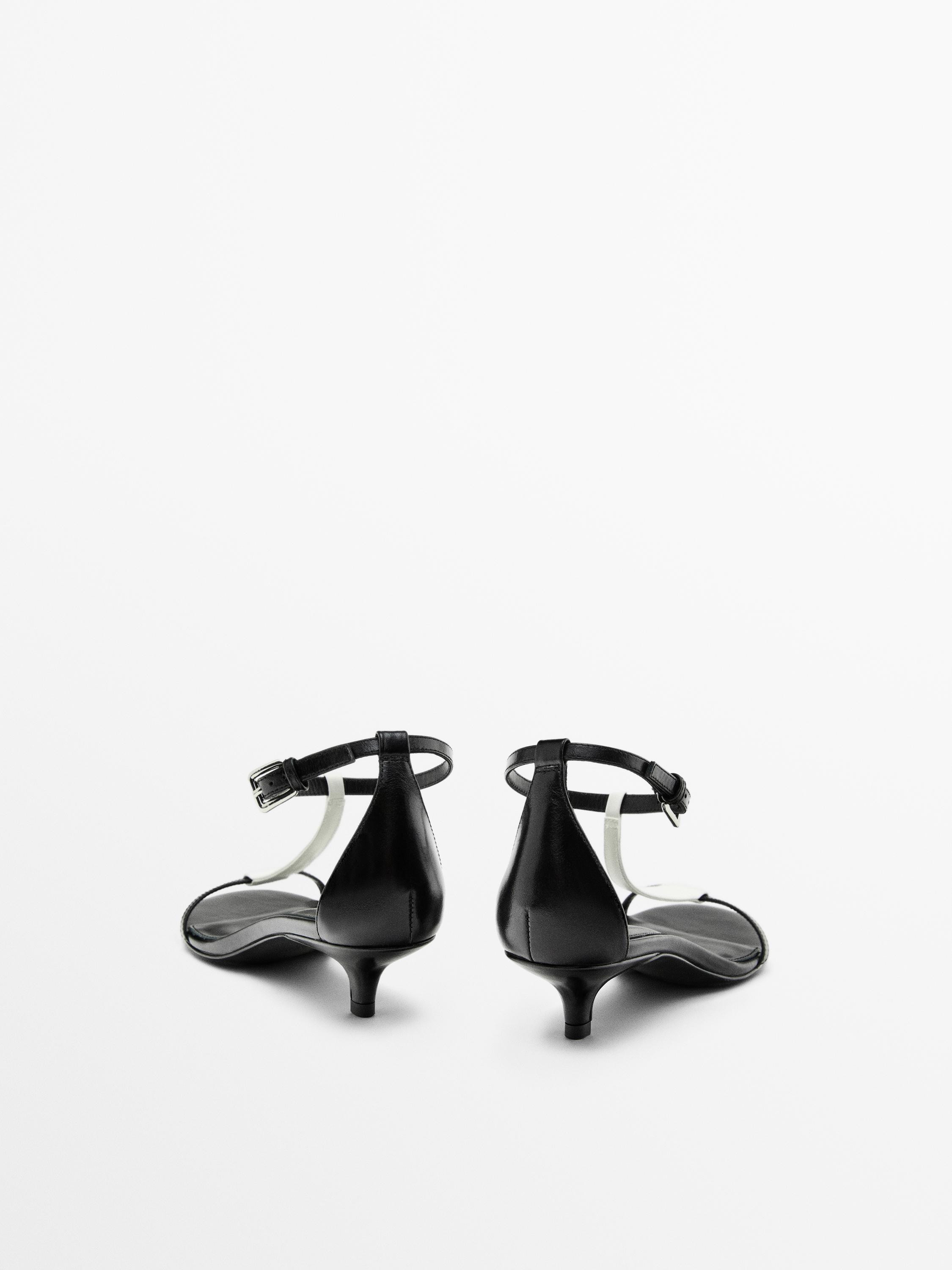 Made of cowhide leather. Adjustable buckle fastening . Kitten heel. Heel: 3cm. Includes AIRFIT® ... | Massimo Dutti UK
