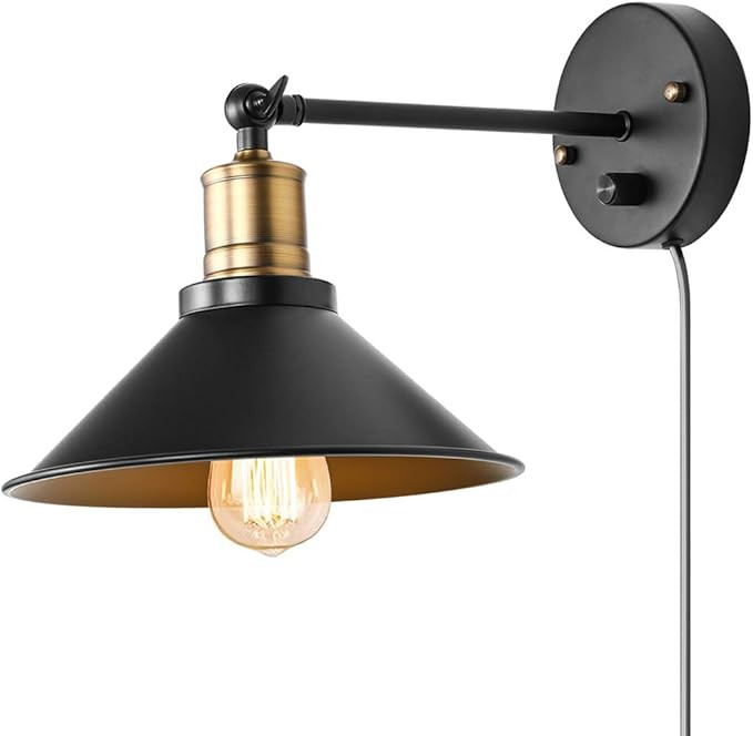 Vintage Wall Lamp Industrial, Black Hardwire Simplicity Bronze Finish Arm Swing Wall Sconces for ... | Amazon (US)