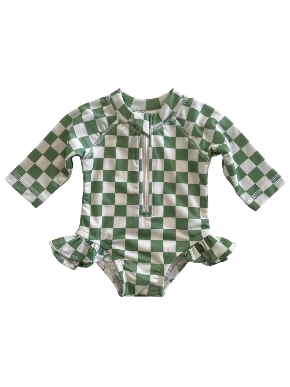 Lime Checkerboard / Skipper Rashguard Swimsuit / UPF 50+ | SpearmintLOVE