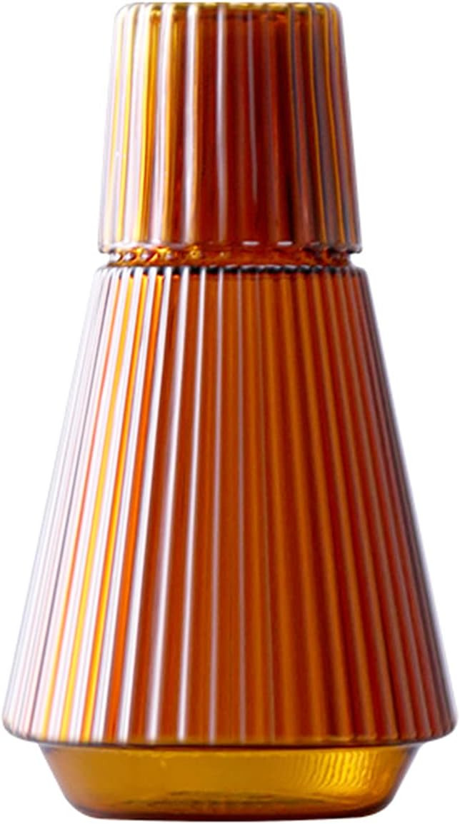Sizikato 30 Oz Classic Striped Glass Bedside Night Water Carafe with Tumbler Glass. | Amazon (US)