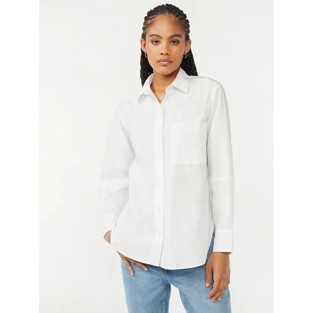 Free Assembly Women's Boxy Button Down Tunic Top | Walmart (US)