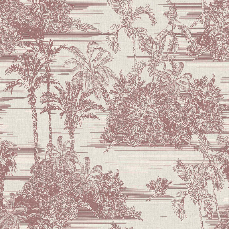 Veer Decor Tropic Archive Toile Red Peel & Stick Wallpaper | DecoratorsBest