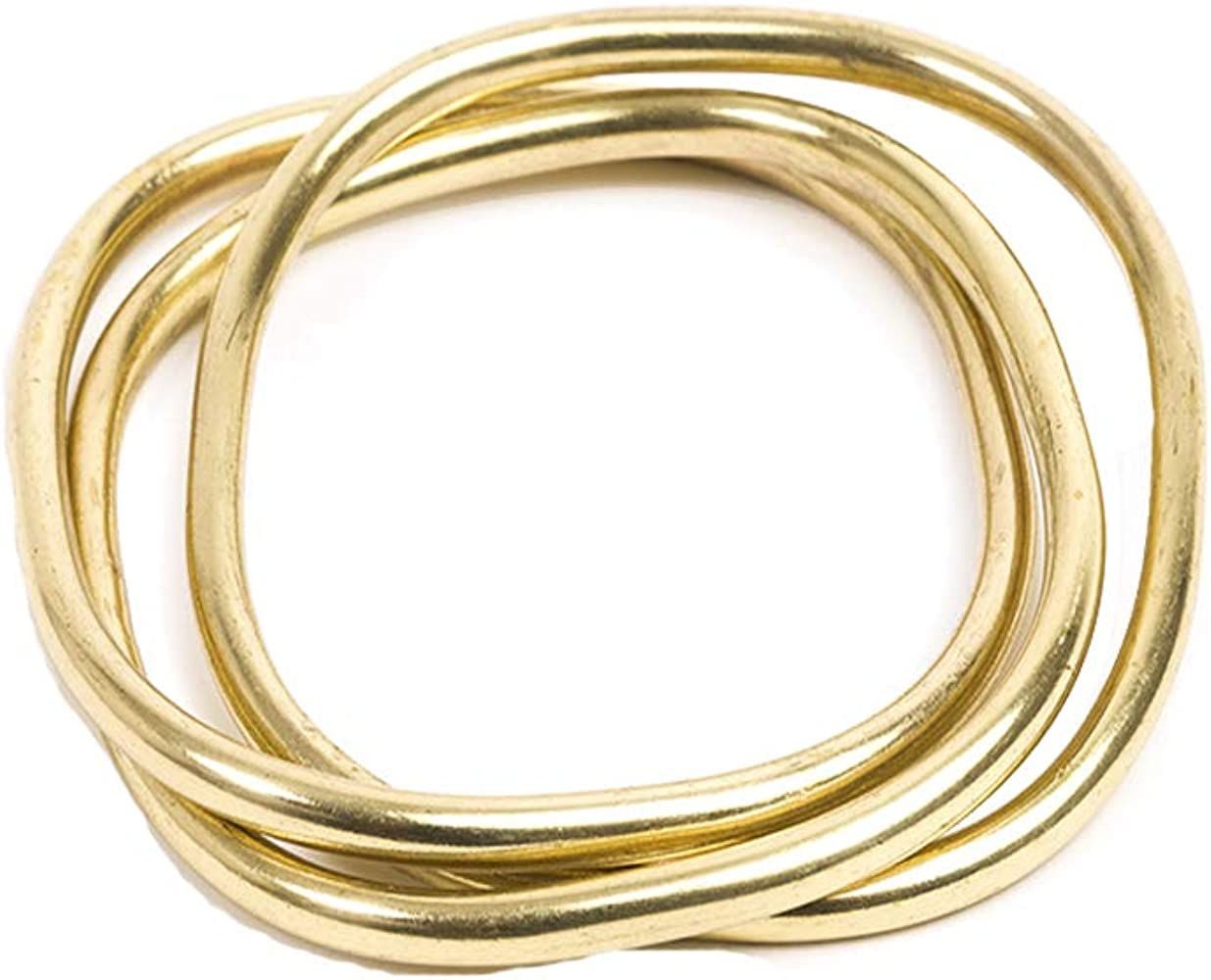 Vestopazzo Women's Bracelet Gold Bangle Squares, 100% Brass golden Plated,2.6 Inches diameter, Ha... | Amazon (US)