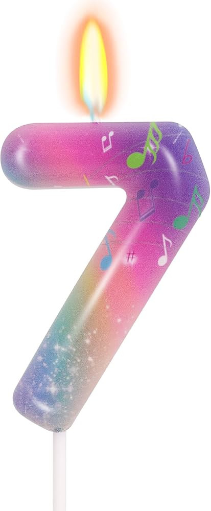 Kpop Musical Note Birthday Candles - Number 7 Candle for Music Demon Themed Cake Topper, Colorful... | Amazon (US)
