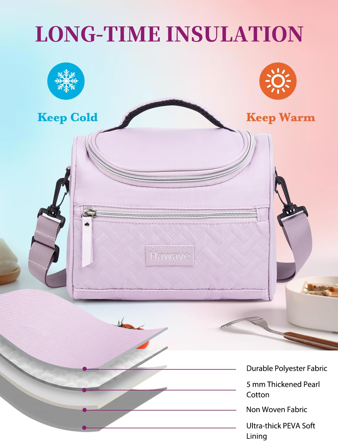 Lunch Bags for Women Insulated Lunch Box Reusable Adult Lunch Cooler Bag with Front Pocket & Adju... | Amazon (US)