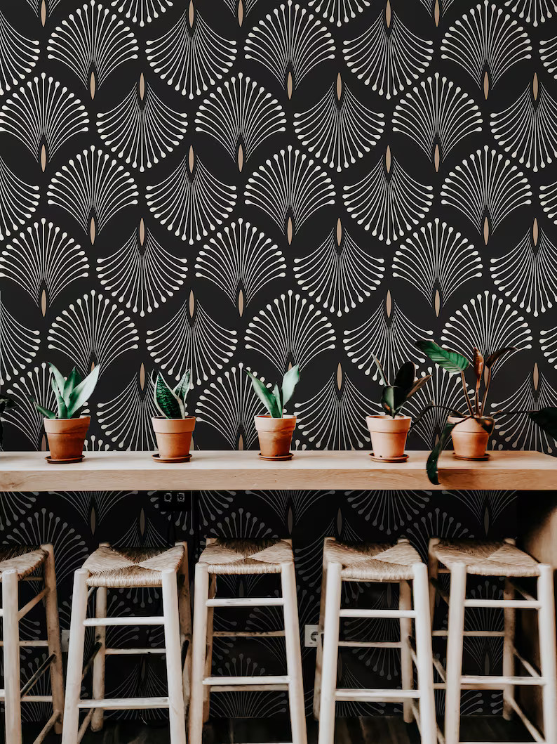 Removable Wallpaper Black Deco Modern Wallpaper Peel and Stick Wallpaper Adhesive Wallpaper Wallp... | Etsy (US)